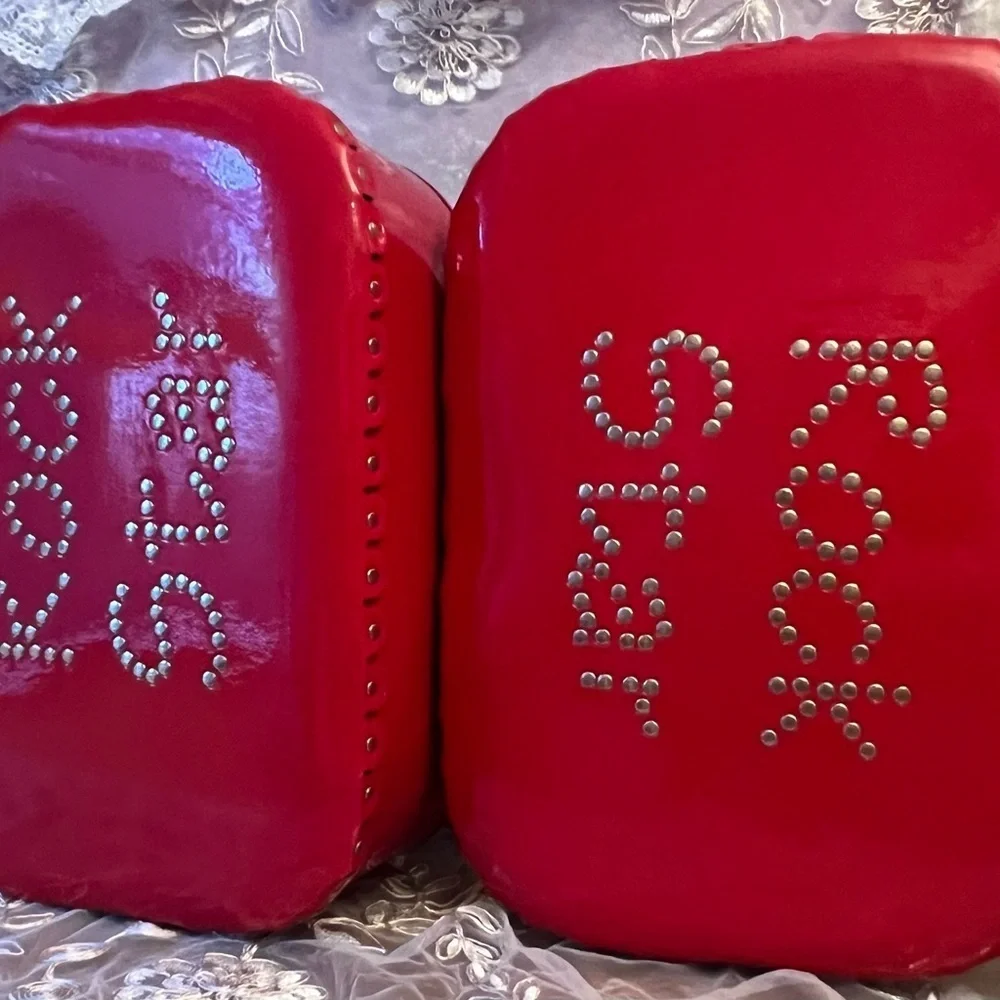 Red ‘Rock Star’ Studded Suitcase with Latch Lock